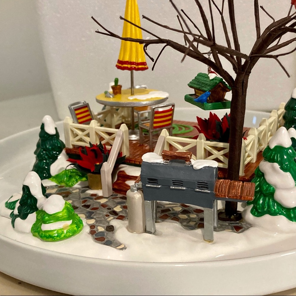 NFS Dept 56 The Backyard Patio & Grill Master and Friend, 3pc Lot- Snow Village - Picture 4 of 12